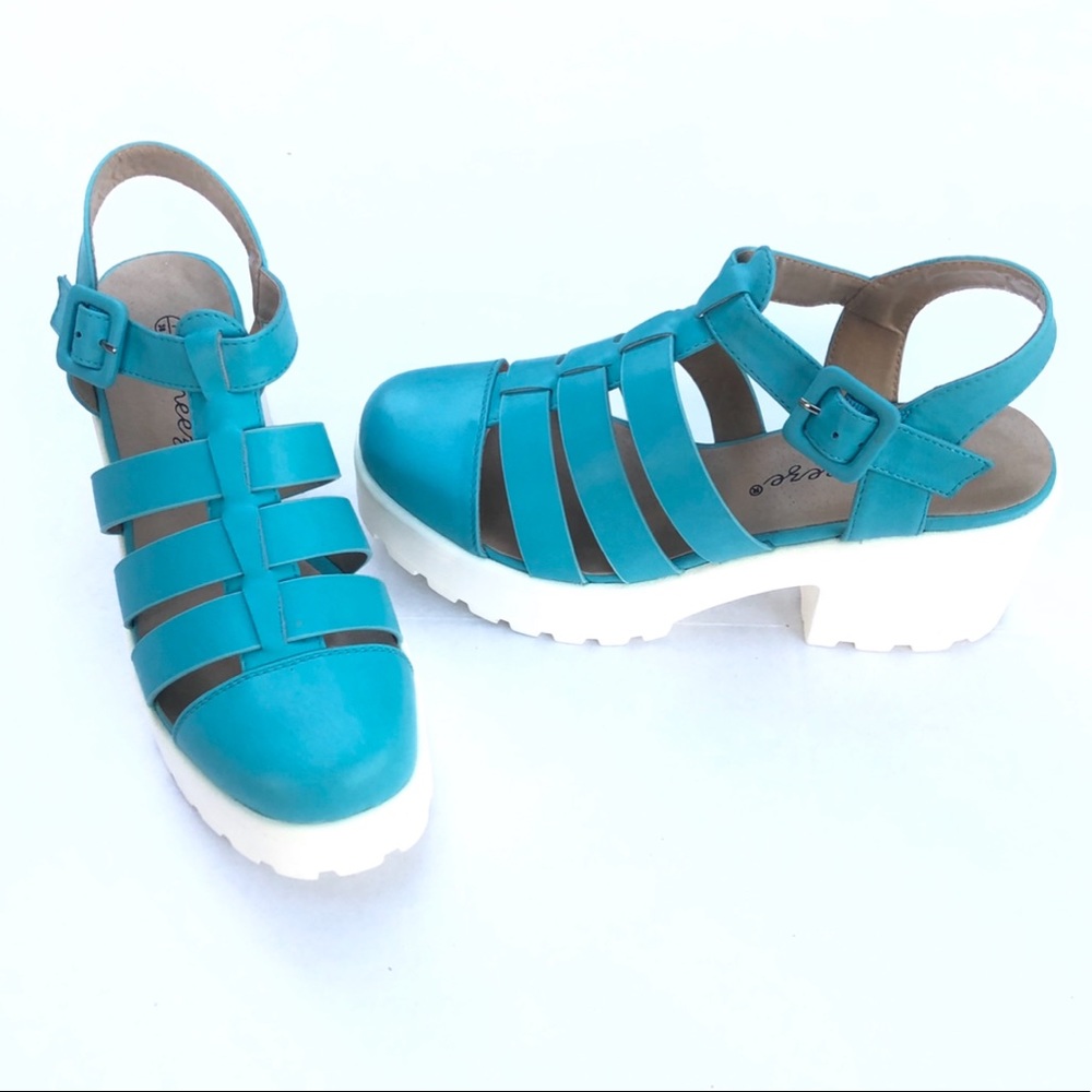 🎉HOST PICK🎉BLUE & WHITE  CHUNKY PLATFORM SANDALS